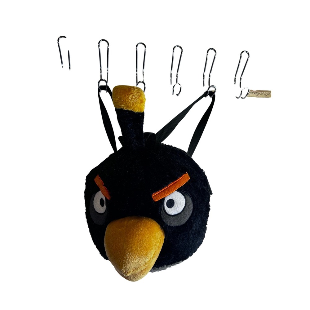 Angry Birds Plush Backpack OS Black Bomb Bird Novelty Kids Bag